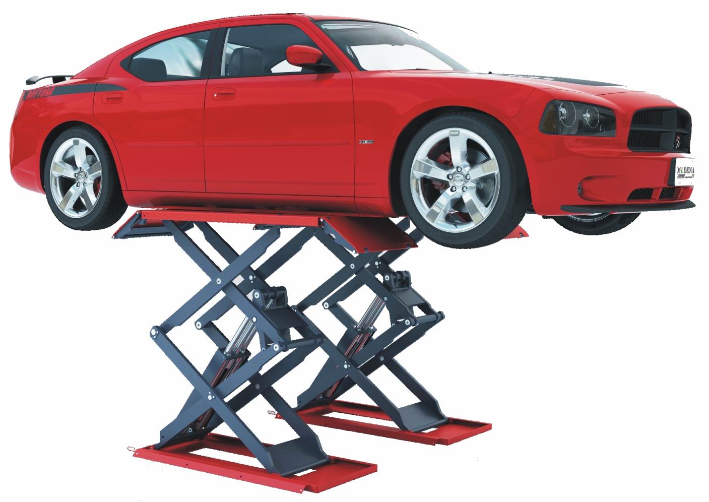 high rise scissor lift with car